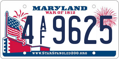 MD license plate 4AF9625