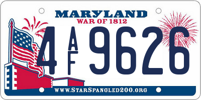 MD license plate 4AF9626