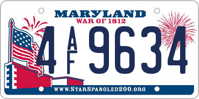 MD license plate 4AF9634