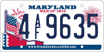 MD license plate 4AF9635