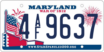 MD license plate 4AF9637
