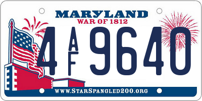 MD license plate 4AF9640