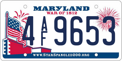 MD license plate 4AF9653