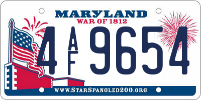 MD license plate 4AF9654