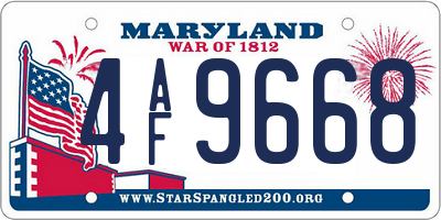 MD license plate 4AF9668