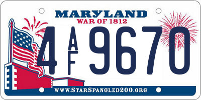 MD license plate 4AF9670