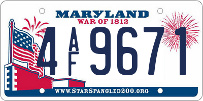 MD license plate 4AF9671