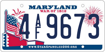 MD license plate 4AF9673