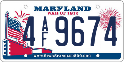 MD license plate 4AF9674
