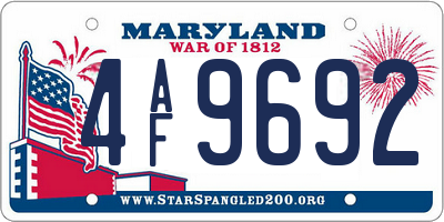 MD license plate 4AF9692