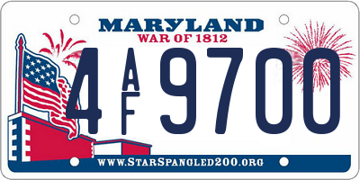 MD license plate 4AF9700