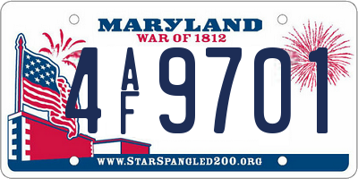 MD license plate 4AF9701