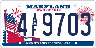 MD license plate 4AF9703