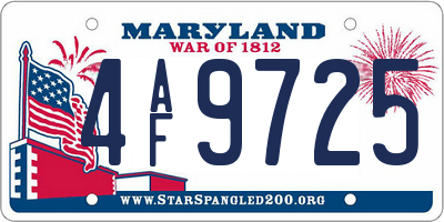 MD license plate 4AF9725