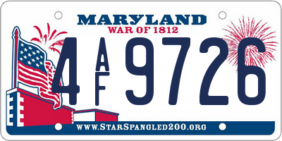 MD license plate 4AF9726