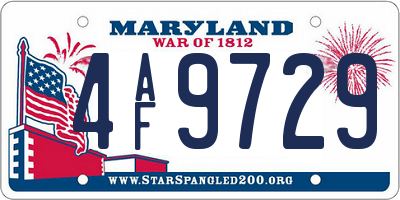 MD license plate 4AF9729