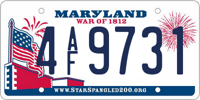 MD license plate 4AF9731
