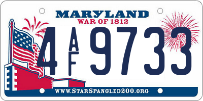 MD license plate 4AF9733