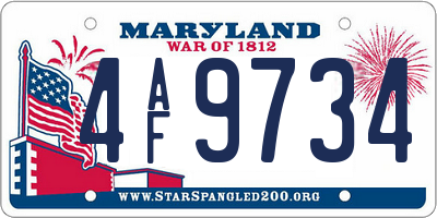 MD license plate 4AF9734