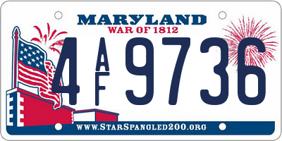 MD license plate 4AF9736