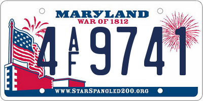 MD license plate 4AF9741