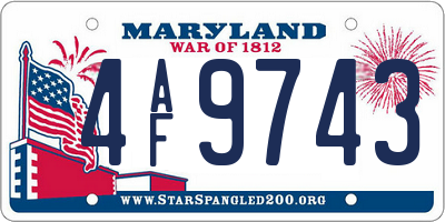 MD license plate 4AF9743