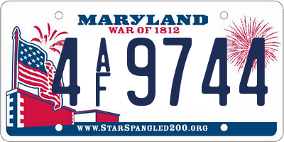 MD license plate 4AF9744