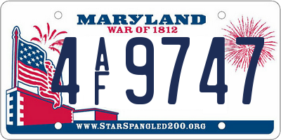 MD license plate 4AF9747