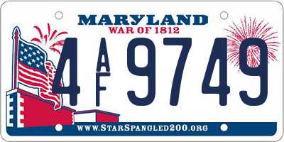 MD license plate 4AF9749