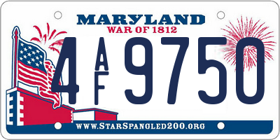 MD license plate 4AF9750