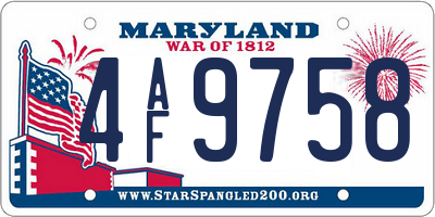 MD license plate 4AF9758