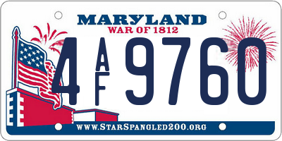 MD license plate 4AF9760