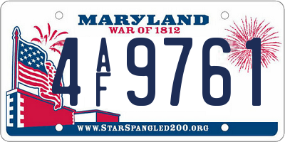 MD license plate 4AF9761