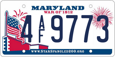 MD license plate 4AF9773