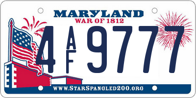 MD license plate 4AF9777