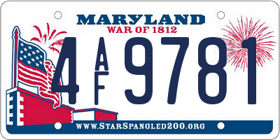 MD license plate 4AF9781