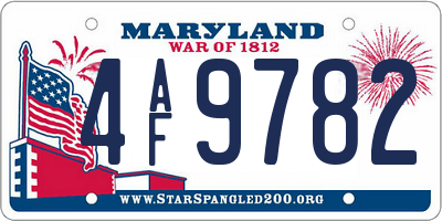 MD license plate 4AF9782