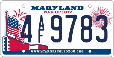 MD license plate 4AF9783