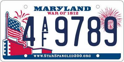MD license plate 4AF9789
