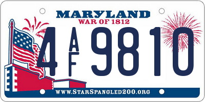 MD license plate 4AF9810
