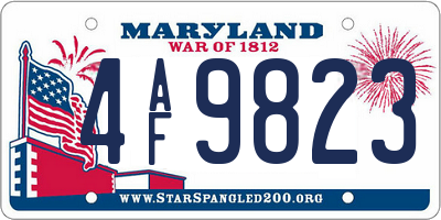 MD license plate 4AF9823