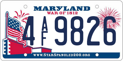 MD license plate 4AF9826
