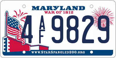 MD license plate 4AF9829