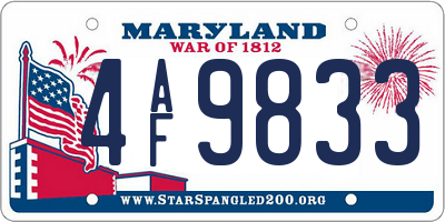 MD license plate 4AF9833