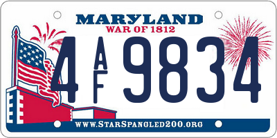MD license plate 4AF9834