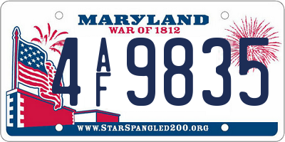MD license plate 4AF9835