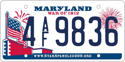 MD license plate 4AF9836