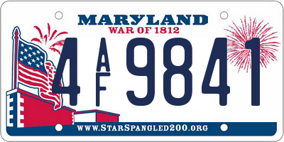 MD license plate 4AF9841