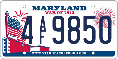 MD license plate 4AF9850