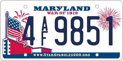 MD license plate 4AF9851